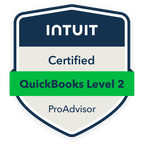 QuickBooks Level 2 ProAdvisor badge indicating certification.